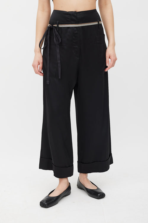 Brunello Cucinelli Black Tapered Belted Monili Trouser