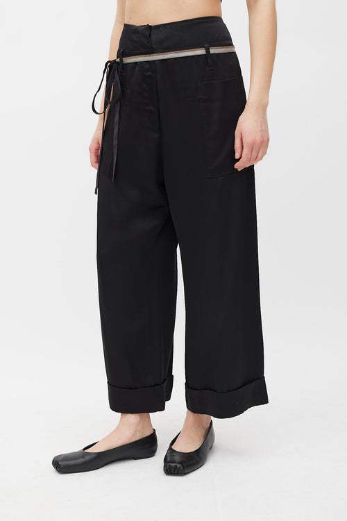 Brunello Cucinelli Black Tapered Belted Monili Trouser