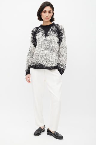 Brunello Cucinelli Black 
White Knit Sequin Sweater