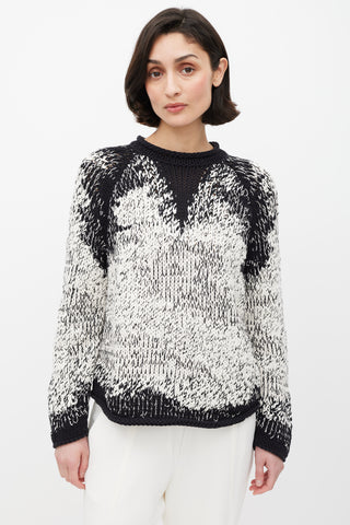 Brunello Cucinelli Black 
White Knit Sequin Sweater