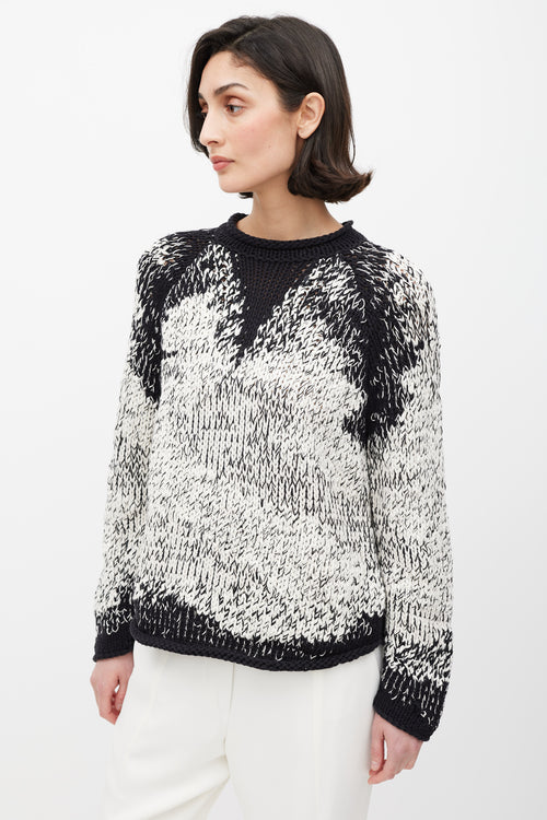 Brunello Cucinelli Black 
White Knit Sequin Sweater