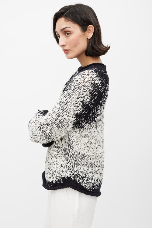 Brunello Cucinelli Black 
White Knit Sequin Sweater