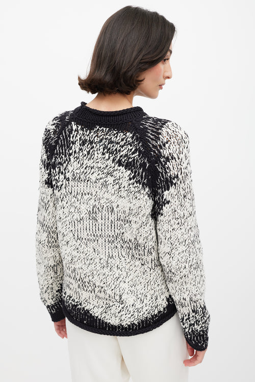 Brunello Cucinelli Black 
White Knit Sequin Sweater