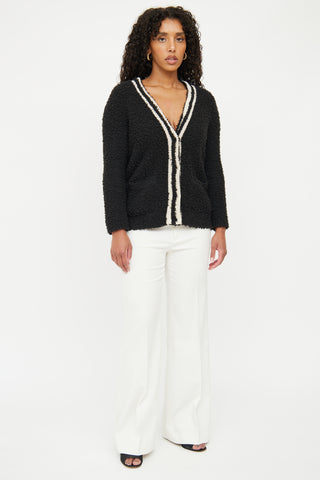 Brunello Cucinelli Black 
Cream Knit Cardigan