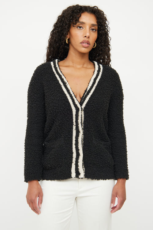 Brunello Cucinelli Black 
Cream Knit Cardigan