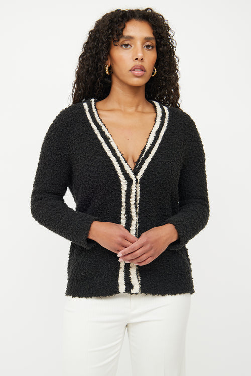 Brunello Cucinelli Black 
Cream Knit Cardigan