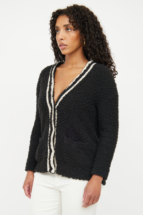 Brunello Cucinelli Black 
Cream Knit Cardigan