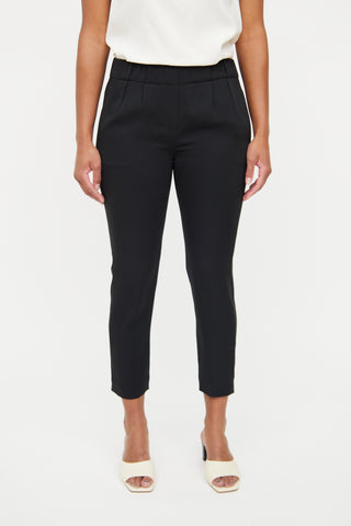 Brunello Cucinelli Black Silk Cropped Pant