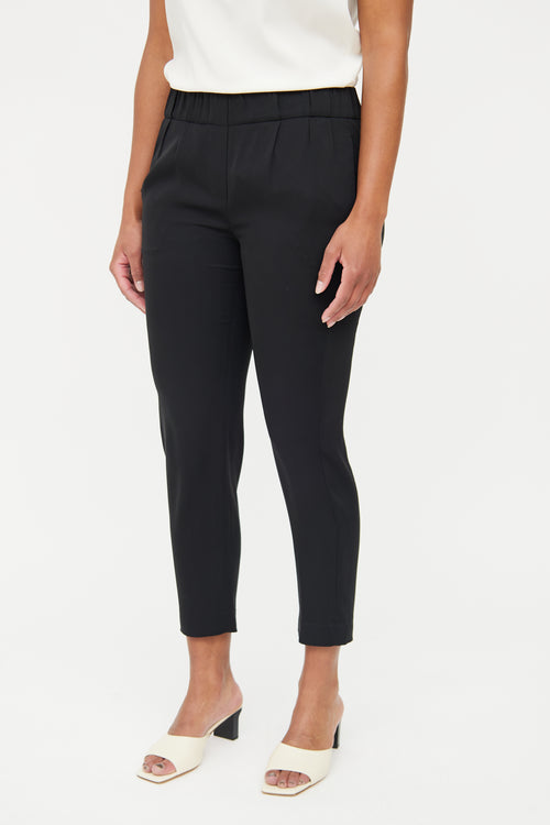 Brunello Cucinelli Black Silk Cropped Pant