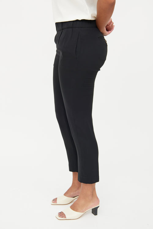 Brunello Cucinelli Black Silk Cropped Pant