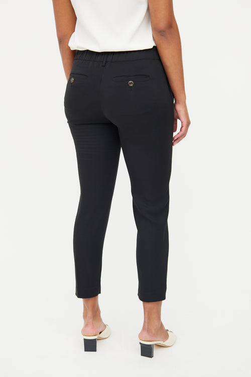 Brunello Cucinelli Black Silk Cropped Pant