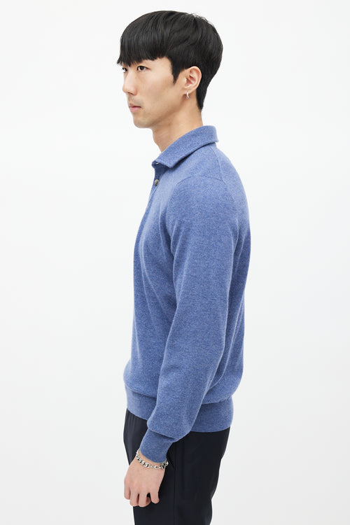 Brunello Cucinelli Blue Cashmere Knit Sweater