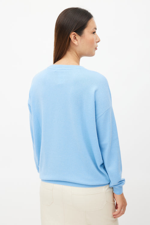 Brunello Cucinelli Blue Cashmere Monili Sweater