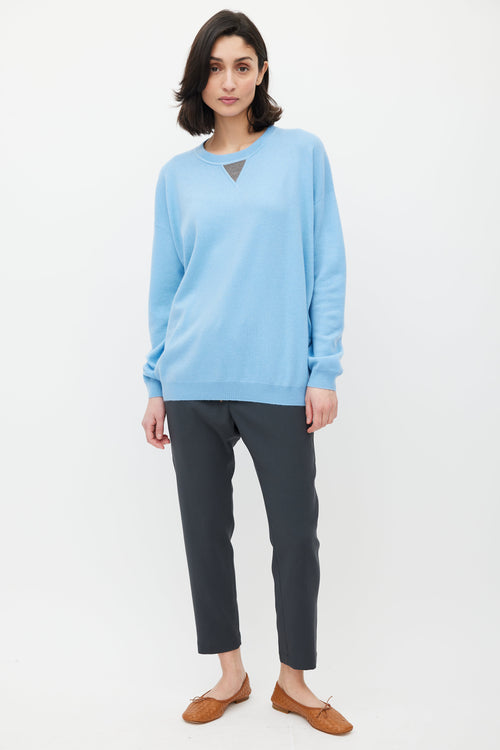 Brunello Cucinelli Blue Cashmere Monilli Sweater