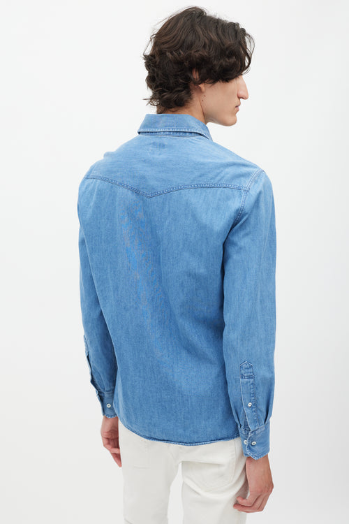 Brunello Cucinelli Blue Denim Western Shirt