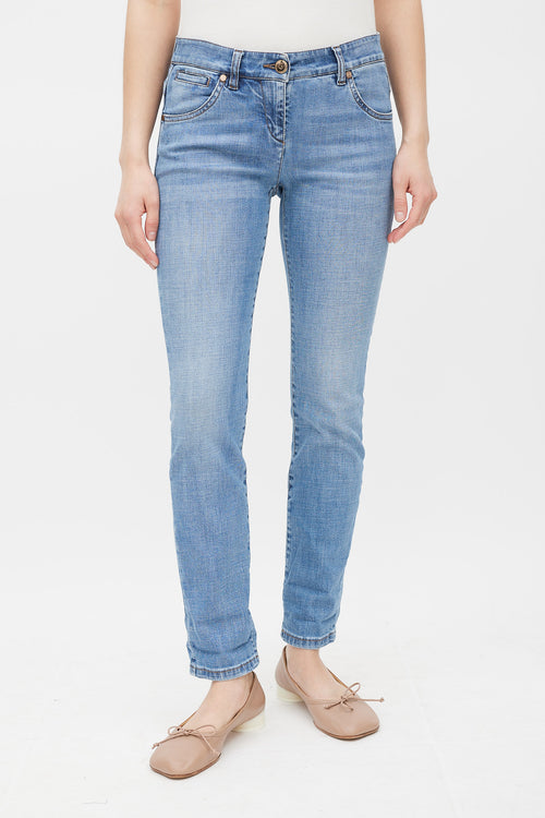 Brunello Cucinelli Blue Light Wash Skinny Jeans