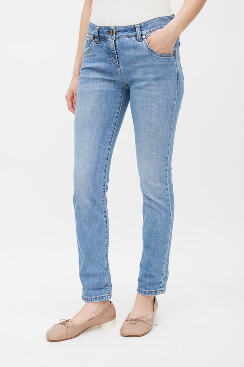 Brunello Cucinelli Blue Light Wash Skinny Jeans