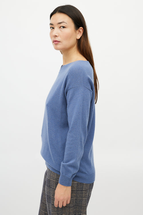 Brunello Cucinelli Blue Monili Cashmere Knit Sweater