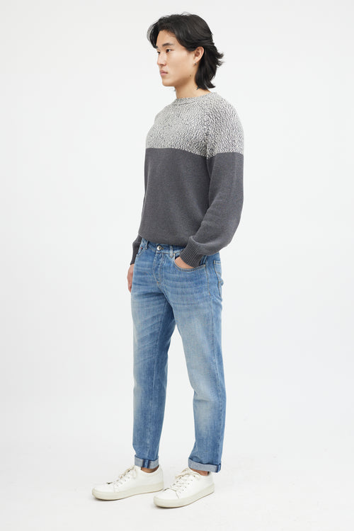 Brunello Cucinelli Blue Slim Cuffed Denim Jeans