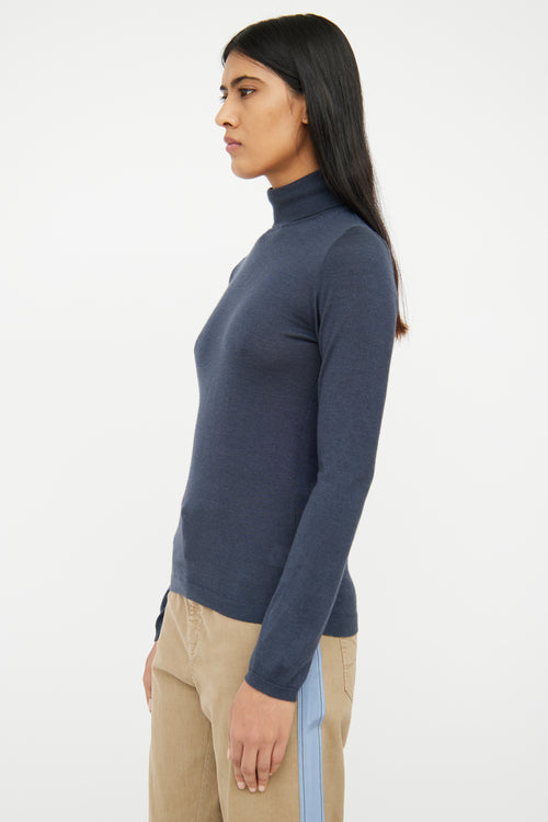 Brunello Cucinelli Navy Cashmere 
Silk Knit Top