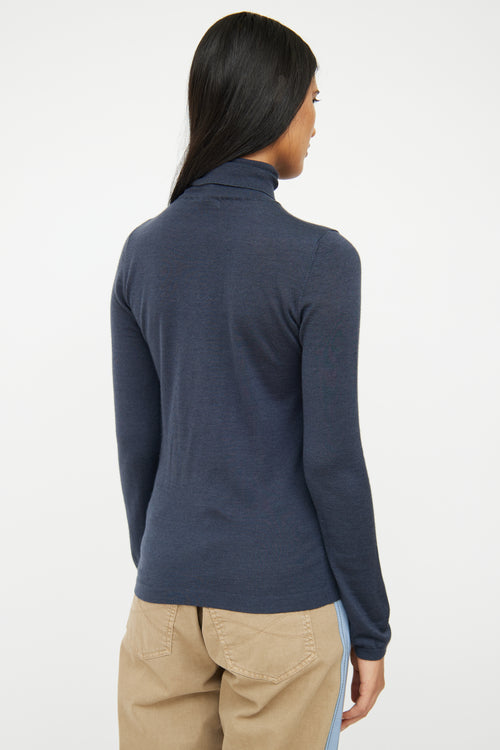 Brunello Cucinelli Navy Cashmere 
Silk Knit Top