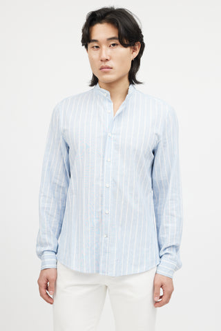 Brunello Cucinelli Blue 
White Striped Shirt