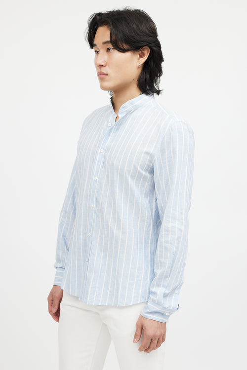 Brunello Cucinelli Blue 
White Striped Shirt