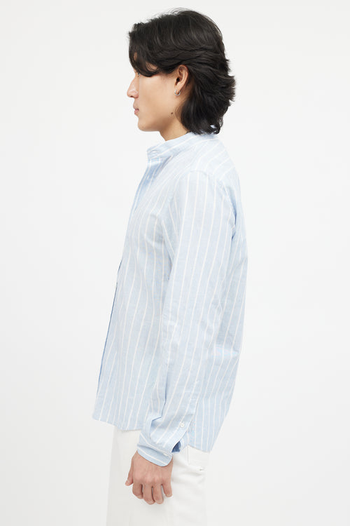 Brunello Cucinelli Blue 
White Striped Shirt