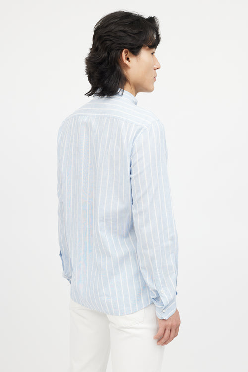 Brunello Cucinelli Blue 
White Striped Shirt