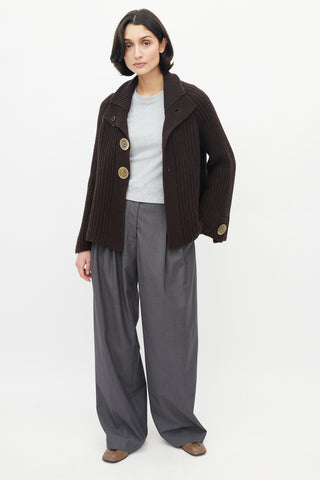 Brunello Cucinelli Brown Cashmere Knit Cardigan