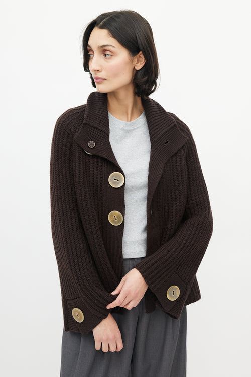 Brunello Cucinelli Brown Cashmere Knit Cardigan