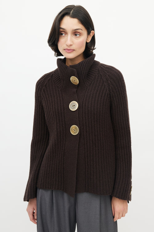 Brunello Cucinelli Brown Cashmere Knit Cardigan