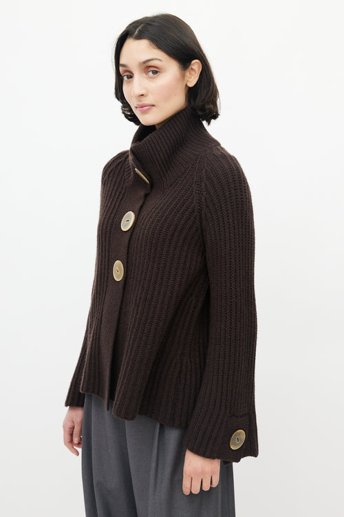 Brunello Cucinelli Brown Cashmere Knit Cardigan