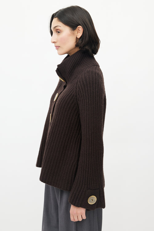 Brunello Cucinelli Brown Cashmere Knit Cardigan