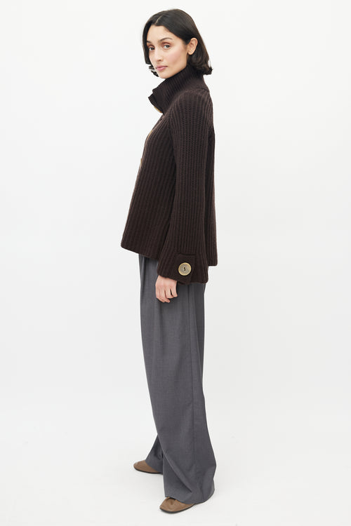 Brunello Cucinelli Brown Cashmere Knit Cardigan