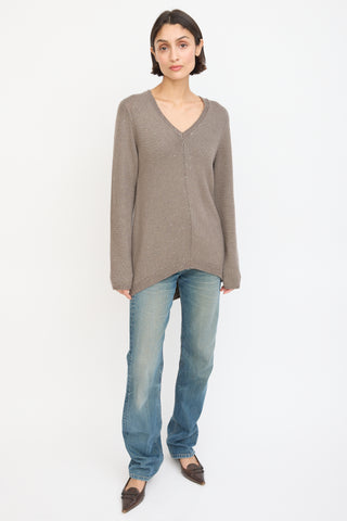 Brunello Cucinelli Brown Cashmere Sequinned Sweater