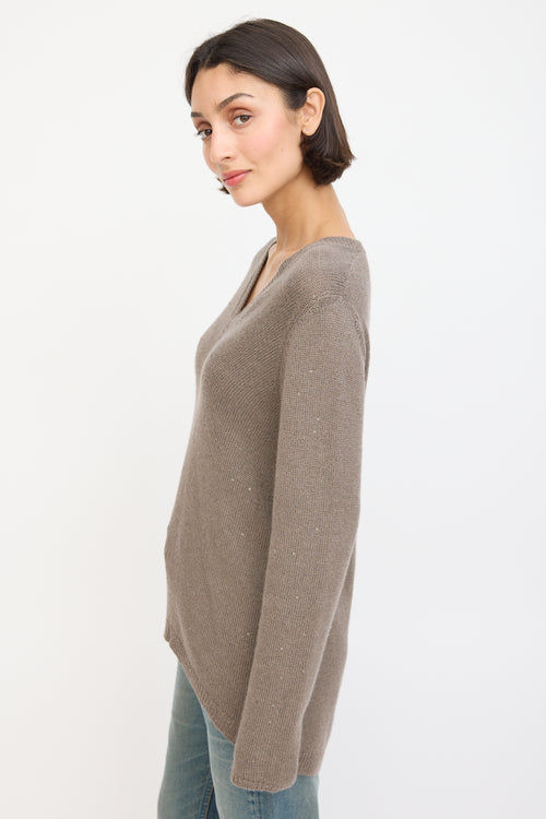 Brunello Cucinelli Brown Cashmere Sequinned Sweater