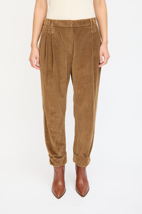 Brunello Cucinelli Brown Corduroy Cuffed Trouser