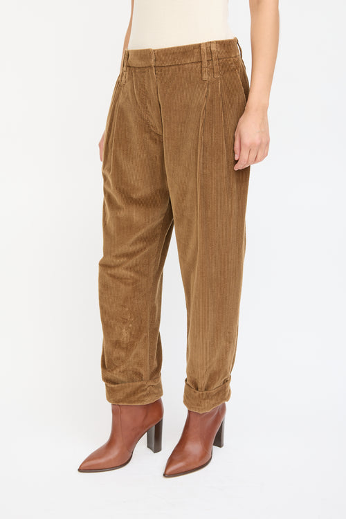 Brunello Cucinelli Brown Corduroy Cuffed Trouser