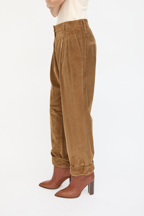 Brunello Cucinelli Brown Corduroy Cuffed Trouser