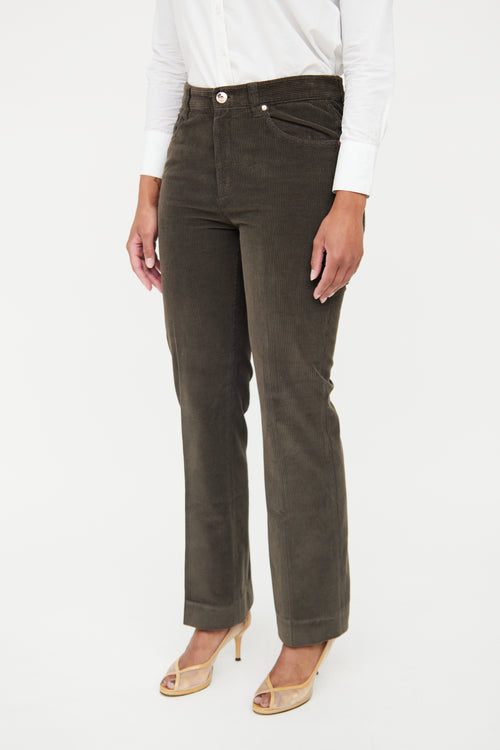 Brunello Cucinelli Brown Wide Leg Corduroy Pant