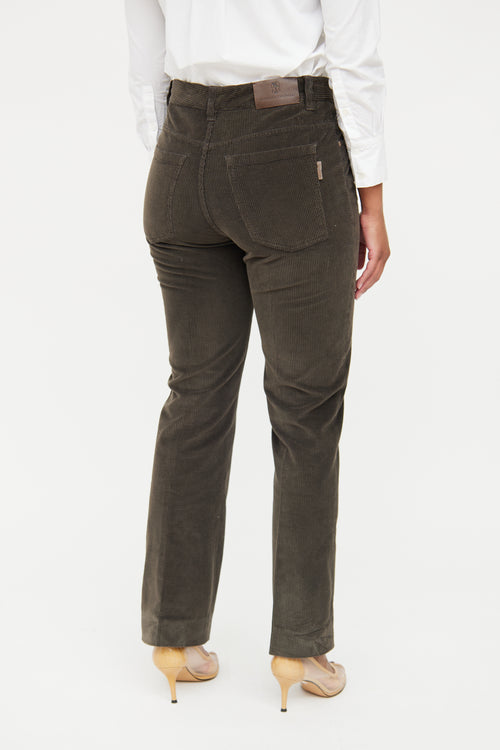 Brunello Cucinelli Brown Wide Leg Corduroy Pant