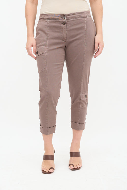 Brunello Cucinelli Brown Cropped Cargo Trouser