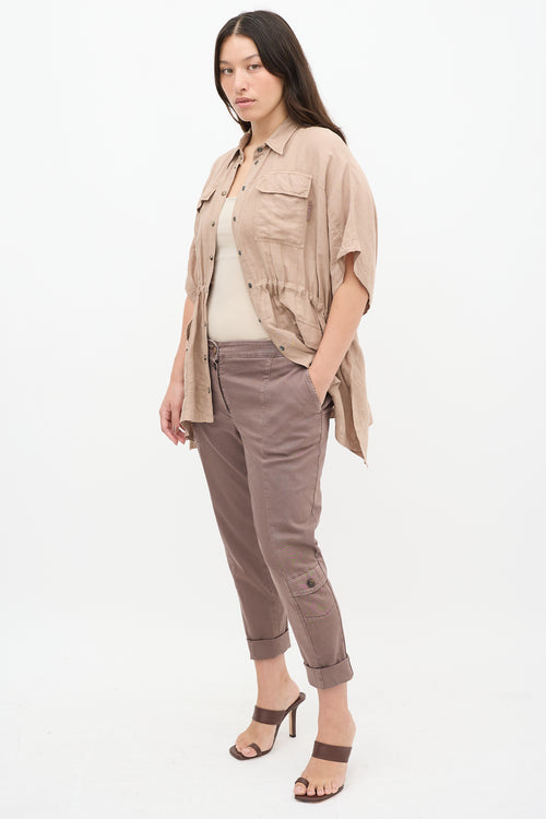 Brunello Cucinelli Brown Cropped Cargo Trouser