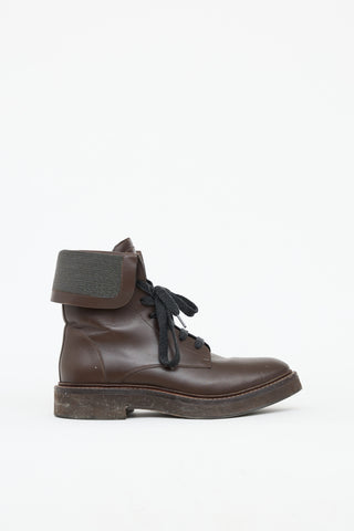 Brunello Cucinelli Leather Combat Boot