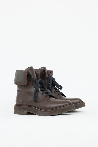 Brunello Cucinelli Leather Combat Boot