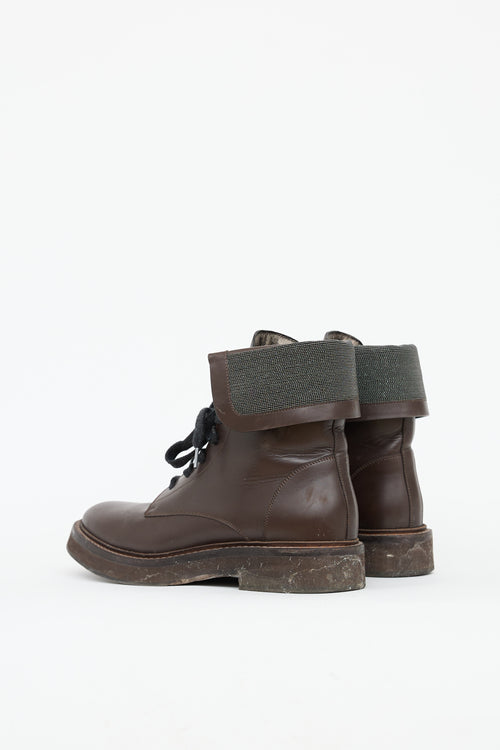 Brunello Cucinelli Leather Combat Boot