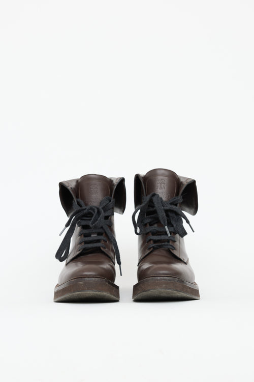 Brunello Cucinelli Leather Combat Boot