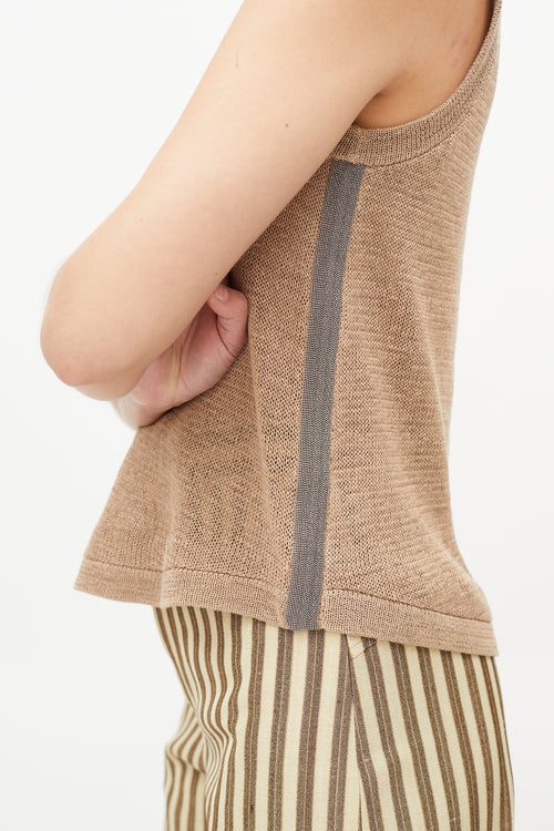 Brunello Cucinelli Brown Monili Knit Tank