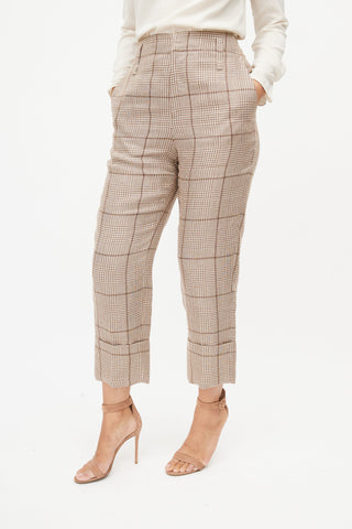 Brunello Cucinelli Brown Plaid Trouser